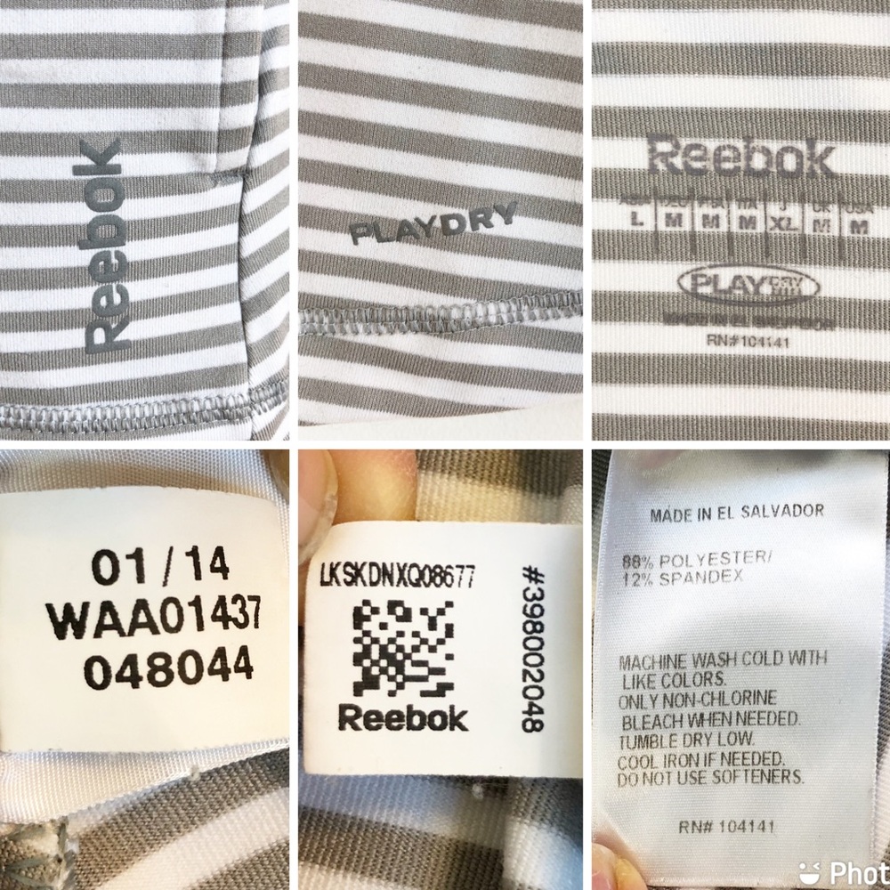 Reebok Grey White Striped Full Zip Athletic Jacket, size Large - Picture 16 of 16